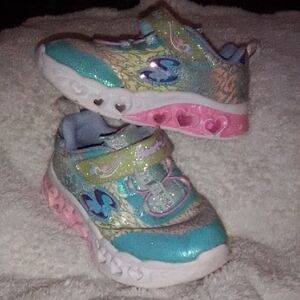 Skechers Kids' Glittery Light-Up Sneakers - Blue, Pink, Yellow